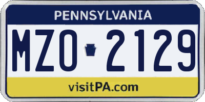 PA license plate MZO2129