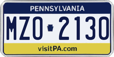 PA license plate MZO2130