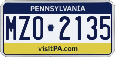 PA license plate MZO2135