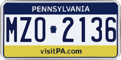 PA license plate MZO2136