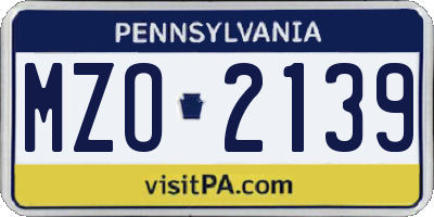PA license plate MZO2139