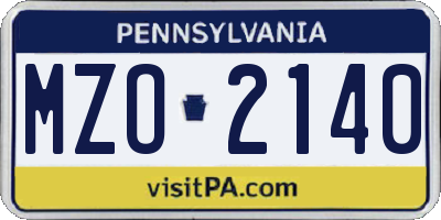 PA license plate MZO2140