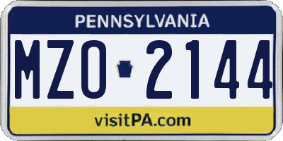 PA license plate MZO2144