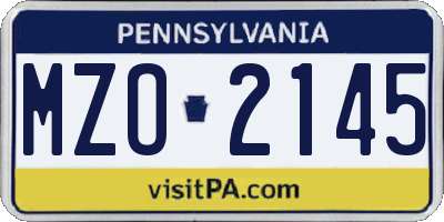 PA license plate MZO2145