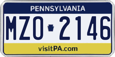 PA license plate MZO2146