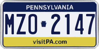 PA license plate MZO2147