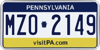 PA license plate MZO2149