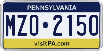 PA license plate MZO2150