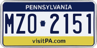PA license plate MZO2151
