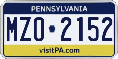 PA license plate MZO2152