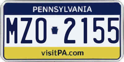 PA license plate MZO2155