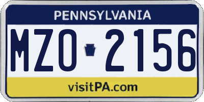 PA license plate MZO2156