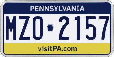PA license plate MZO2157