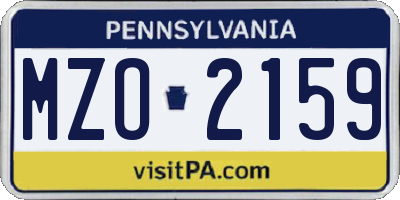 PA license plate MZO2159