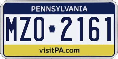 PA license plate MZO2161