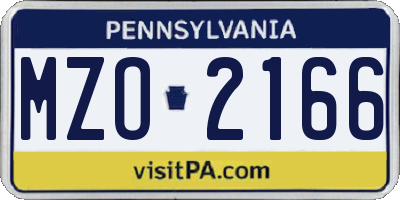 PA license plate MZO2166
