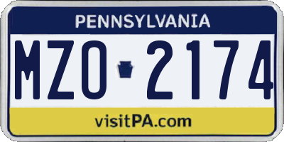 PA license plate MZO2174