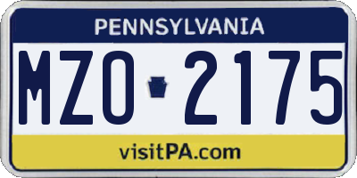 PA license plate MZO2175