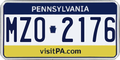 PA license plate MZO2176