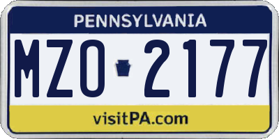 PA license plate MZO2177