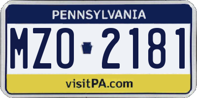 PA license plate MZO2181