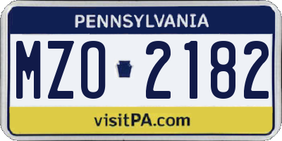 PA license plate MZO2182
