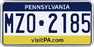 PA license plate MZO2185