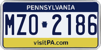 PA license plate MZO2186
