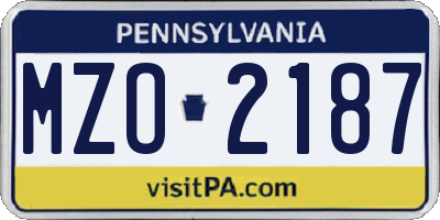 PA license plate MZO2187