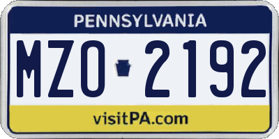PA license plate MZO2192