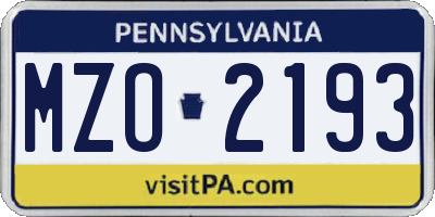 PA license plate MZO2193