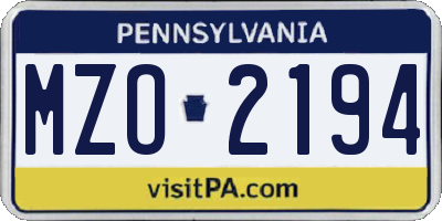 PA license plate MZO2194