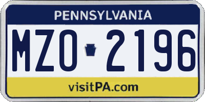PA license plate MZO2196