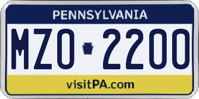 PA license plate MZO2200
