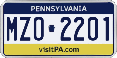 PA license plate MZO2201