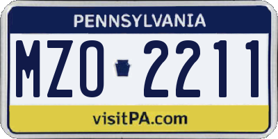 PA license plate MZO2211