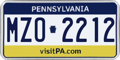 PA license plate MZO2212