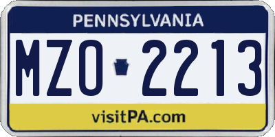 PA license plate MZO2213