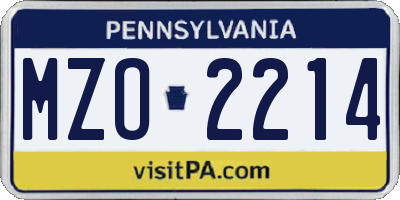 PA license plate MZO2214