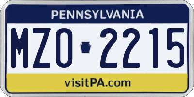 PA license plate MZO2215