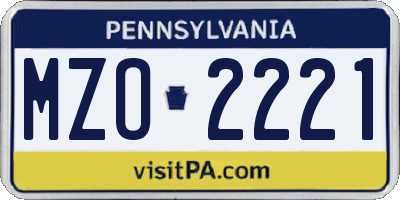 PA license plate MZO2221