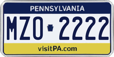 PA license plate MZO2222