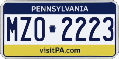 PA license plate MZO2223