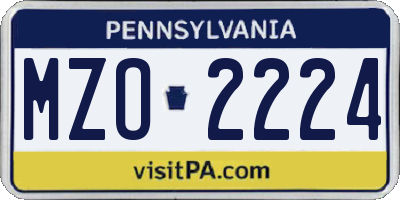 PA license plate MZO2224
