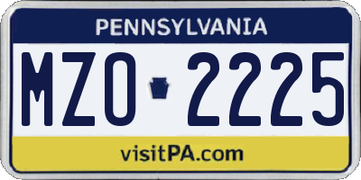 PA license plate MZO2225
