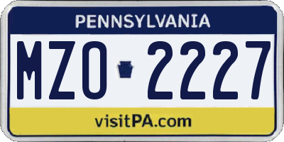 PA license plate MZO2227