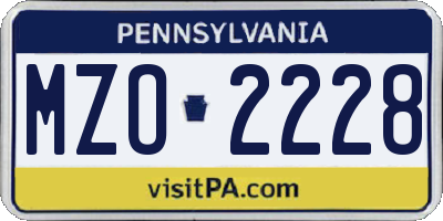 PA license plate MZO2228