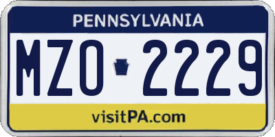 PA license plate MZO2229