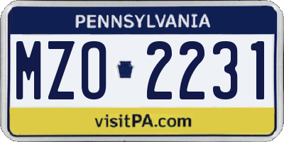 PA license plate MZO2231