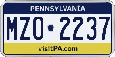 PA license plate MZO2237